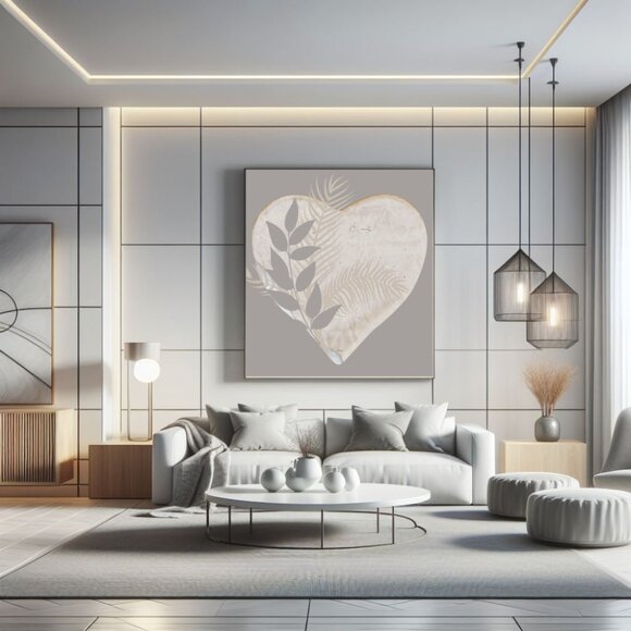 Heart of Nature - Minimalist Botanical Heart-Shaped Digital Art Print l - Picture 1 of 7